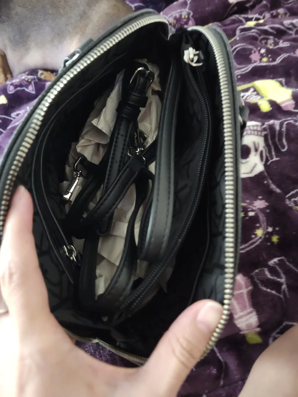Calvin Klein Black Monogram Dome Satchel